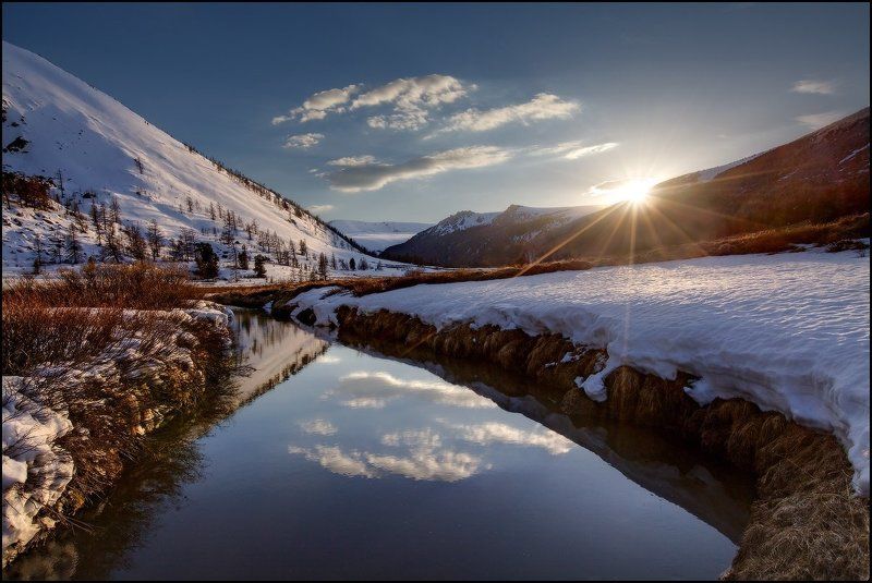 Алтай, Большой Яломан, Весна, Горы, Небо, Река, Снег, Ярославский Виталий Весна на Большом Яломанеphoto preview