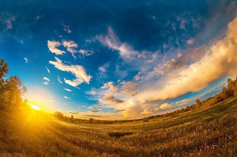 Decline, Fisheye, Gold, Landscape, Nature, Summer, Sun, Закат, Прокопьевск Золотой закат.photo preview