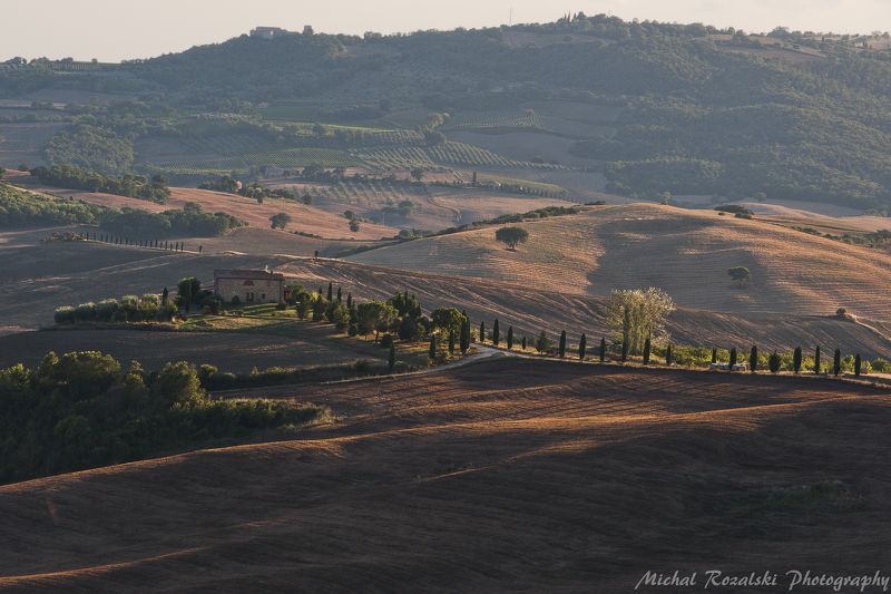 valley, ,tuscany, ,shadows, ,hills, ,light, ,sunset, ,summer, ,season, ,trees, ,cypress, ,house, , Val\'d Orcia in the setting sunphoto preview