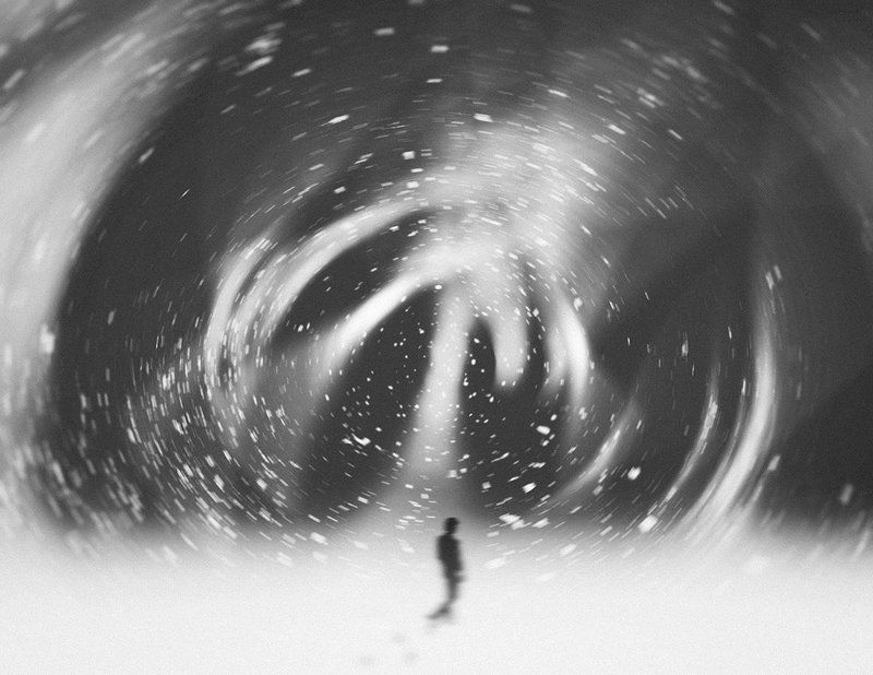 black and white, black&white, grey, man, space, stars photo preview