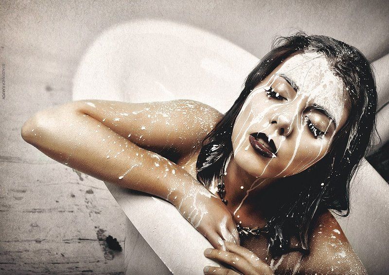 Milky way, Ванна, Девушка, Женщина, Молоко Milky Wayphoto preview