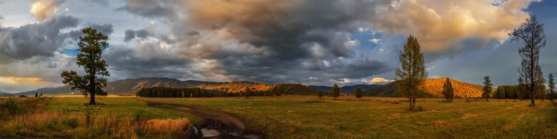 Алтай, Горный алтай, Горы, Закат, Небо, Панорама, Пейзаж, Природа, Путешествие, Сибирь, Степь, Туризм Уймонская степьphoto preview