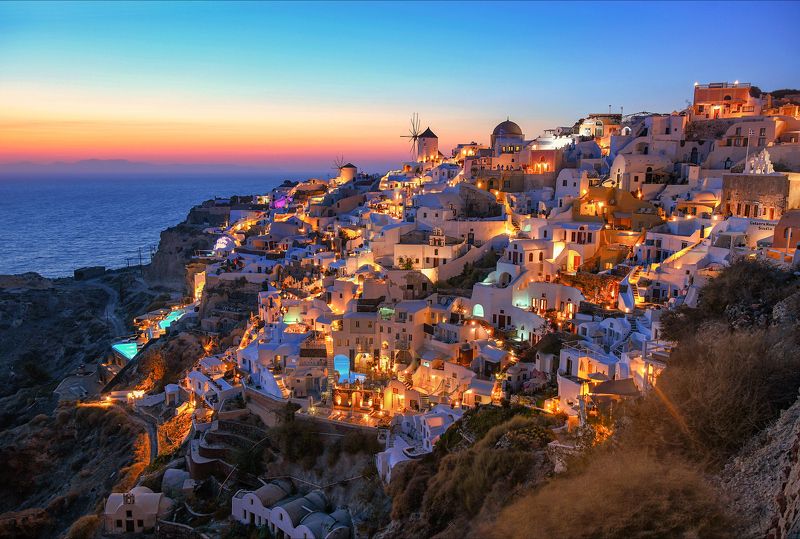 санторини ия греция крит закат солнце лучи море потухший вулкан старый город ханья Греческие каникулыphoto preview