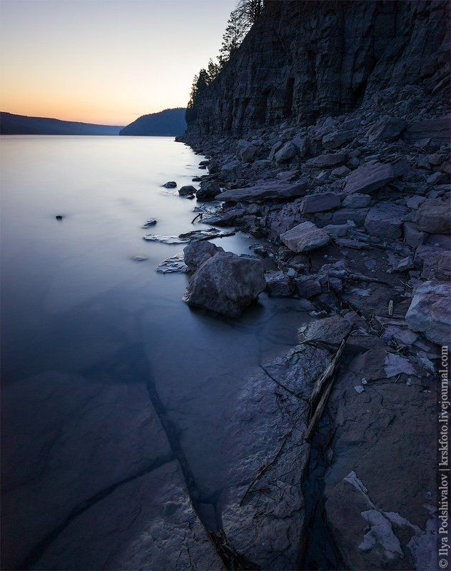 Вечер, Вода, Длинная выдержка, Закат, Красноярское море photo preview