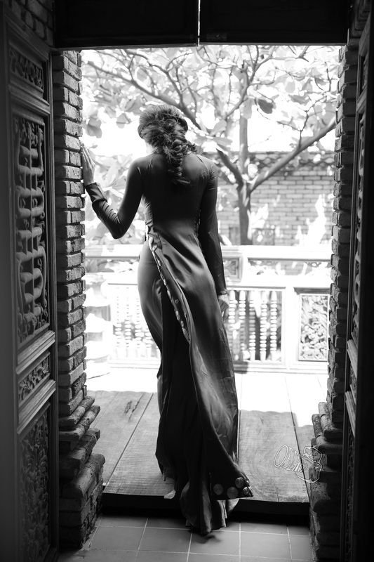 ?o d?i, Ao dai, B&w, Bw from behindphoto preview