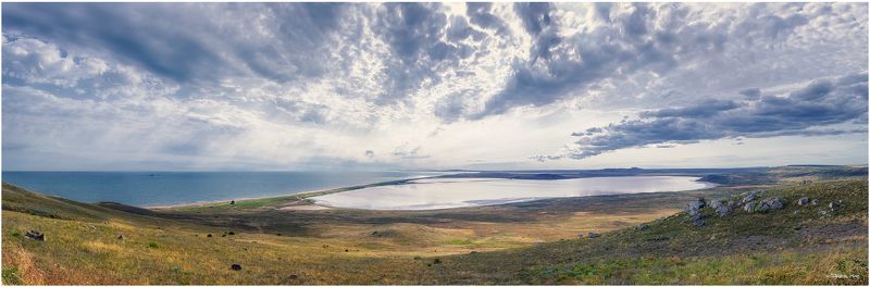 день, крым, облака, озеро, панорама, солнце, степь, черное море photo preview