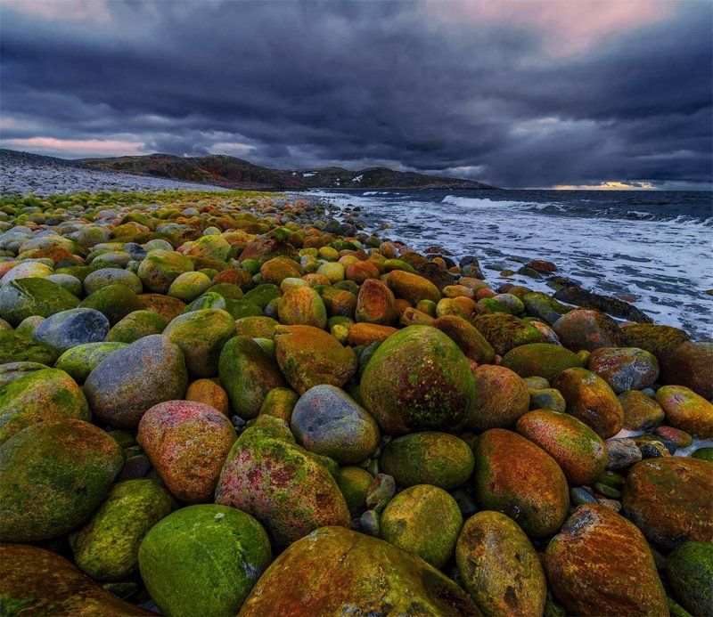баренцево море, берег, кольский п-ов, лето, море, небо, ночь, панорама, пейзаж, природа, север На побережье Баренцева моряphoto preview