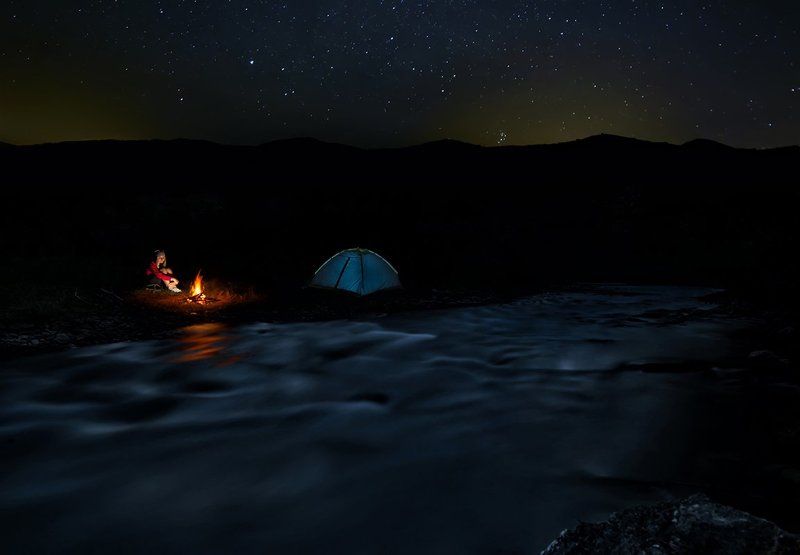 Горы, Звезды, Карпаты, Костер, Палатка, Река, Романтика Карпатыphoto preview