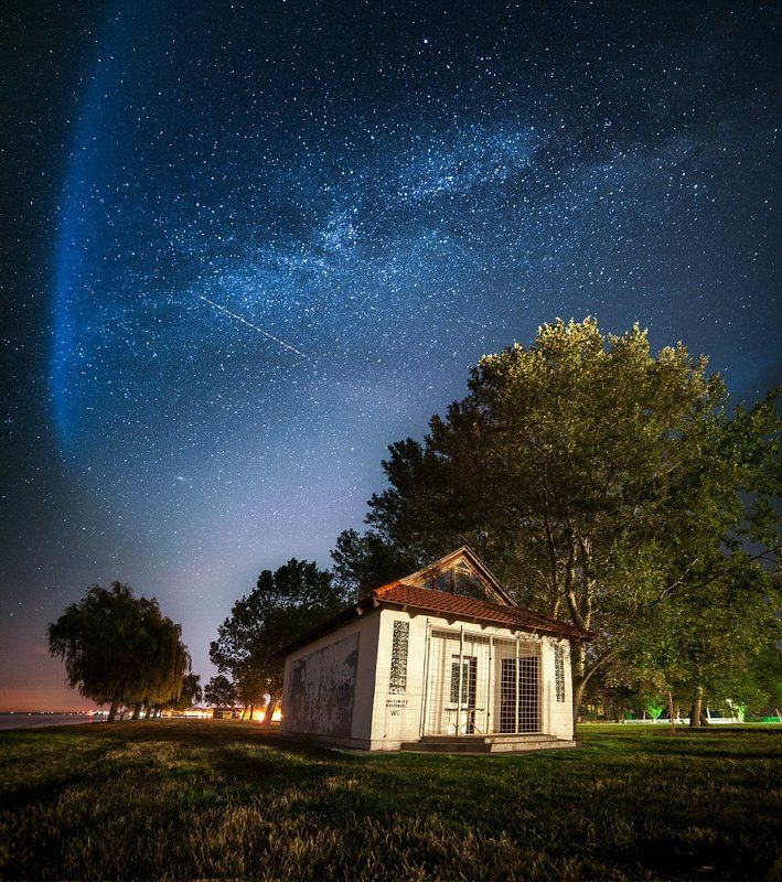 Балатон, Венгрия, Млечный путь, Ночное небо Млечный Путь у берега Балатонаphoto preview
