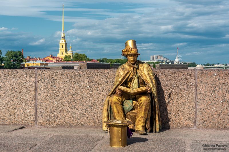 город, санкт-петербург, стрелка васильевского острова, стрит фото, streetphoto, уличная фотография, живая статуя, мим, nikon Весь мир - театр...photo preview