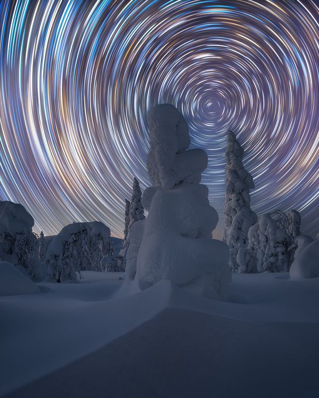 главный уральский хребет, гух, зима, урал, северный урал, астро, ночь, звездные треки, треки, звездные следы, startrail, startrails Звездный циркульphoto preview