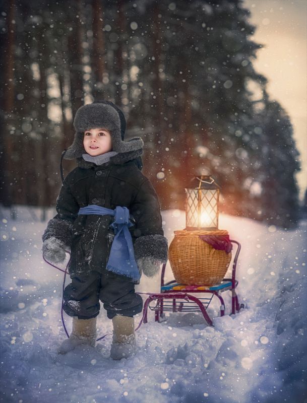 зима,весна,дети,ребенок,счастье,любовь,зимний день,зимний лес,мальчик В поисках весныphoto preview