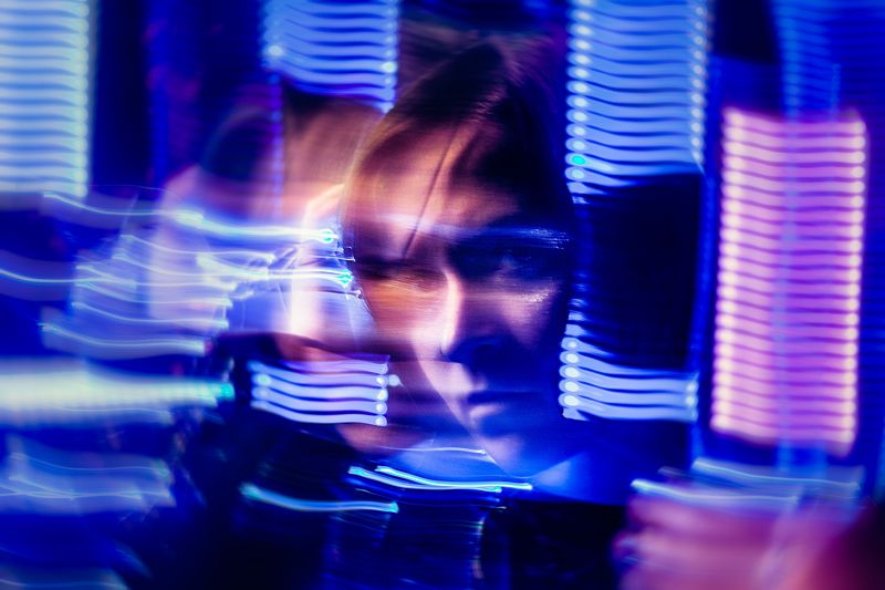 lights, woman, cyberpunk, neon, portrait outherephoto preview