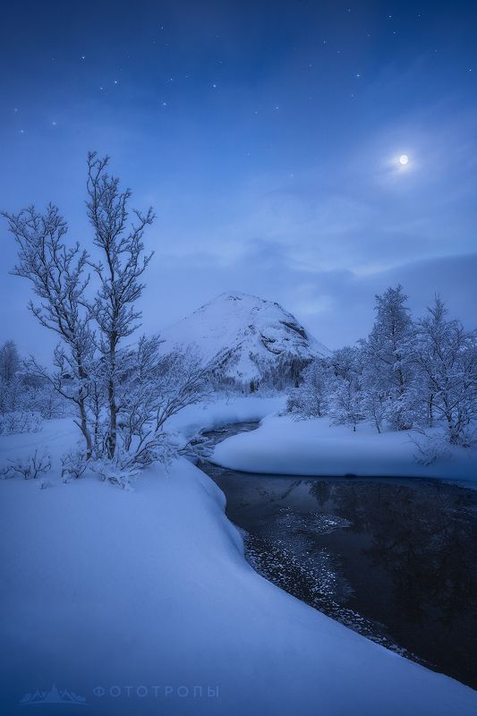 север, кольский, лес, зима, хибины Озеро Малый Вудъяврphoto preview