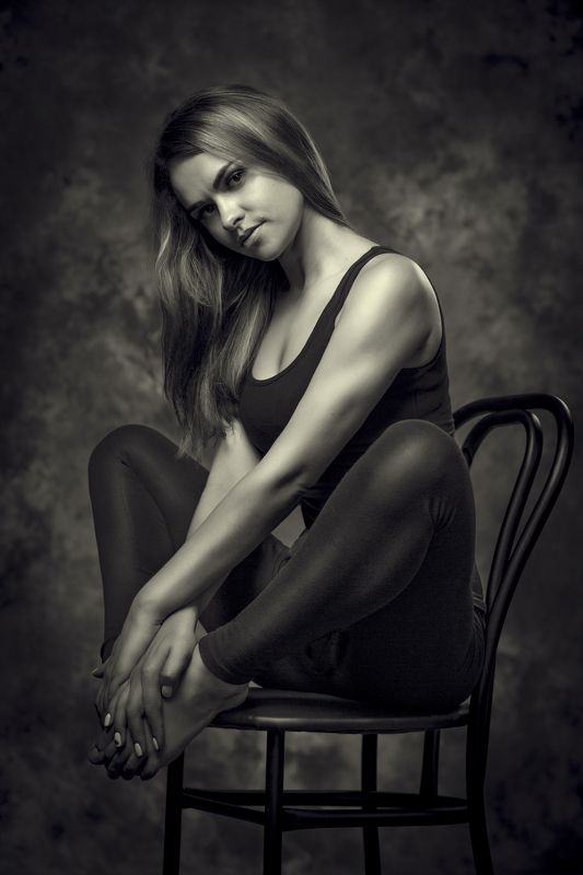 девушка, студия, художественное фото, портрет, женский портрет, ч/б ***photo preview