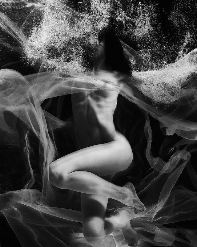 bnw, красота, арт, женщина, подводная фотосессия Womanphoto preview