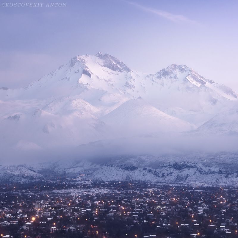 пейзаж, зима, горы, город Зимний пейзажphoto preview
