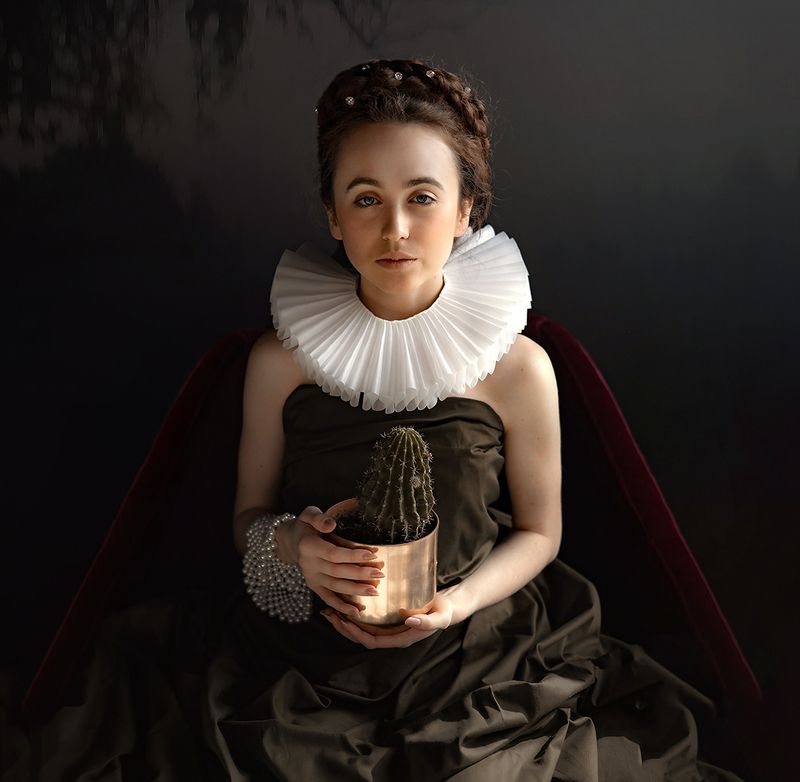 fineartphotography, портрет, студийныйпортрет, девушка, fineart Портрет с кактусомphoto preview