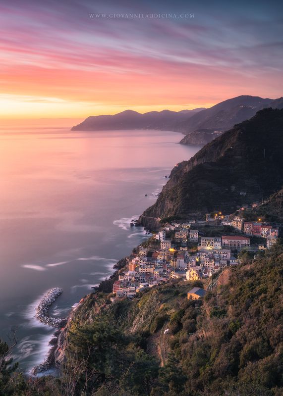 italy, liguria, landscape, cinque terre, sunset, riomaggiore, unesco, village, sea, long exposure The Last Sunsetphoto preview