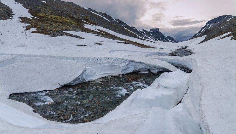 горы, кольский п-ов, лето, небо, пейзаж, природа, путешествие, река, север, снег, туризм, хибины Лето в Хибинахphoto preview