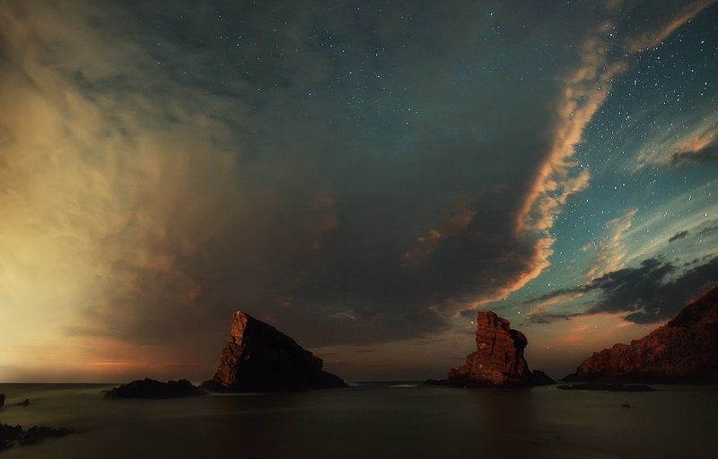 Болгария, Звезды, Море, Небо, Ночь, Облака ***photo preview