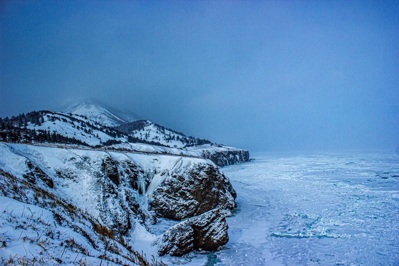 горы море лед снег океан вода берег пейзаж  photo preview