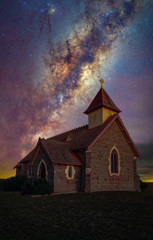 #night #love #church #nightscape #milyway Church of Godphoto preview