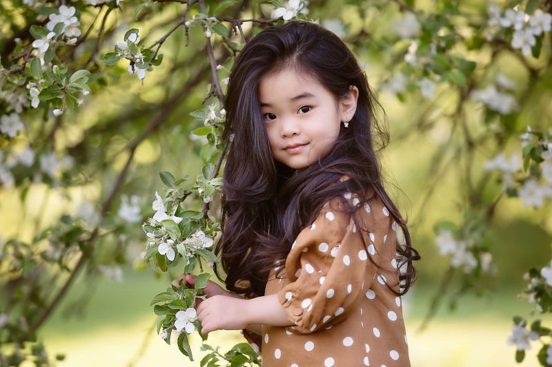 девочка, цветение, весна Цветениеphoto preview