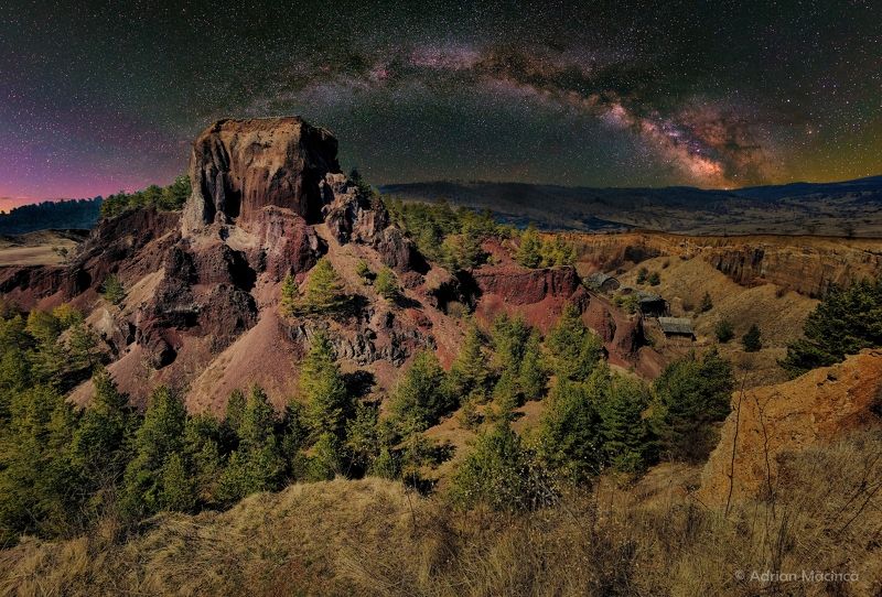 milky way, landscape, night Old volcanophoto preview