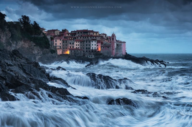 italy, liguria, tellaro. sea, storm, tellaro, village, town, church Sea Heartphoto preview