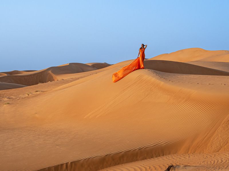 пустыня, рассвет, песок, девушка, платье Рассвет  в пустыне Вахибаphoto preview