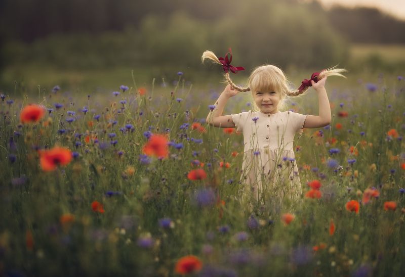 девочка, лето, маки, детство, семья, дети Озорное летоphoto preview