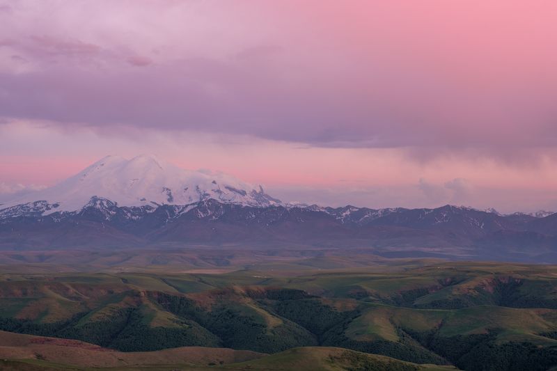эльбрус, закат, кавказ, горы, fujifilm Эльбрус в закатной дымке... фото превью