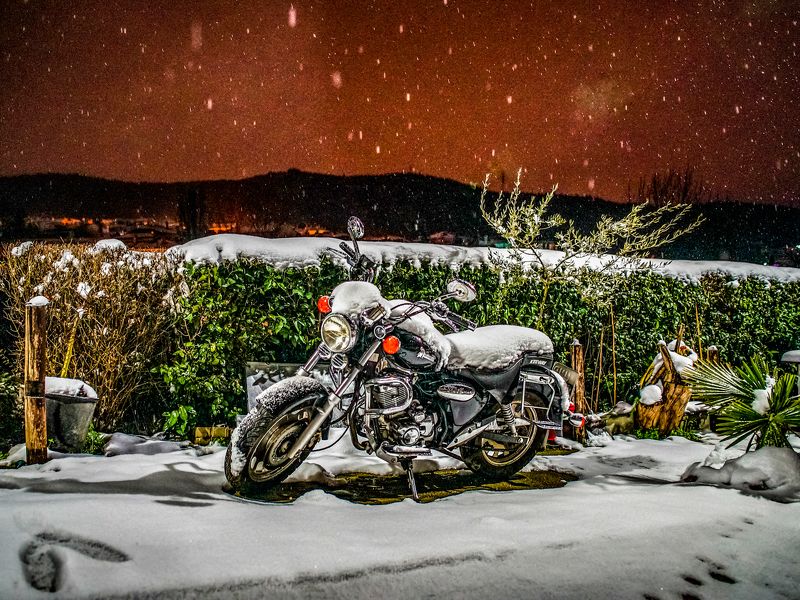 Street Motorcycle in the snowphoto preview
