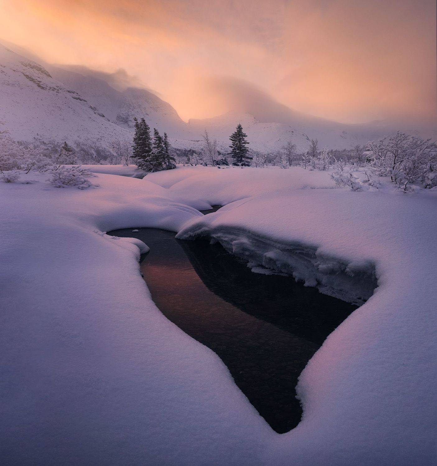 север, кольский, лес, зима, хибины, река, Александр Дударев