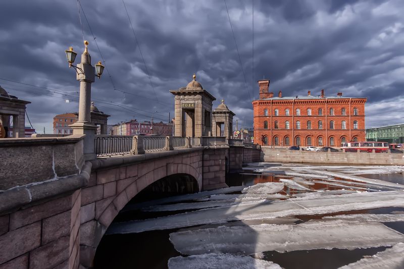 город река мост лёд архитектура На Фонтанкеphoto preview