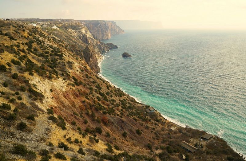 sea, horizon, coast, morning, mountain, rock, landscape, nature, cape Fiolentphoto preview
