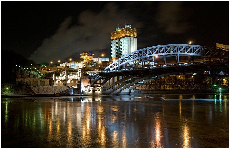 москва, река, зима, ночь, набережная, лед Прогулки по Москве фото превью