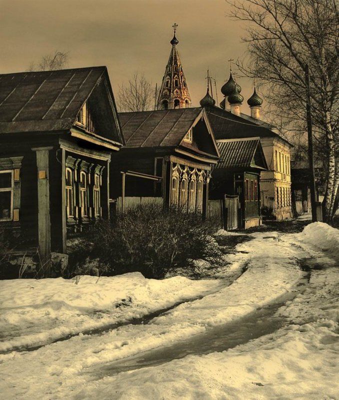 земля, русская, нерехта, сумерки, улица, март Сумерки ,улица, город Нерехтаphoto preview