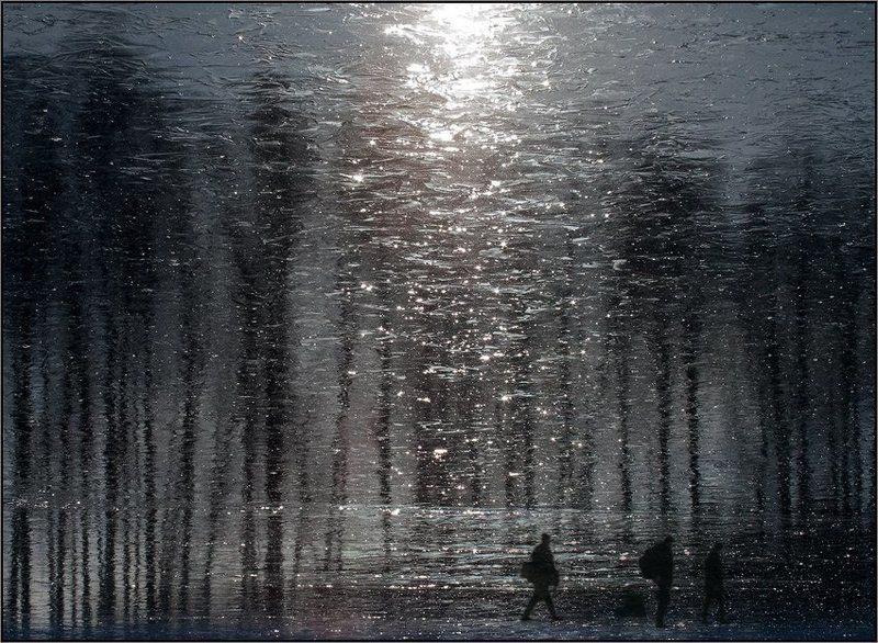 лед, отражение, рыбаки Миражphoto preview