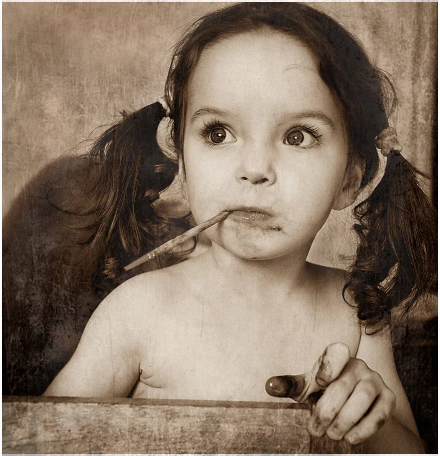 портрет, девочка, ребенок, кисточка, Юлия