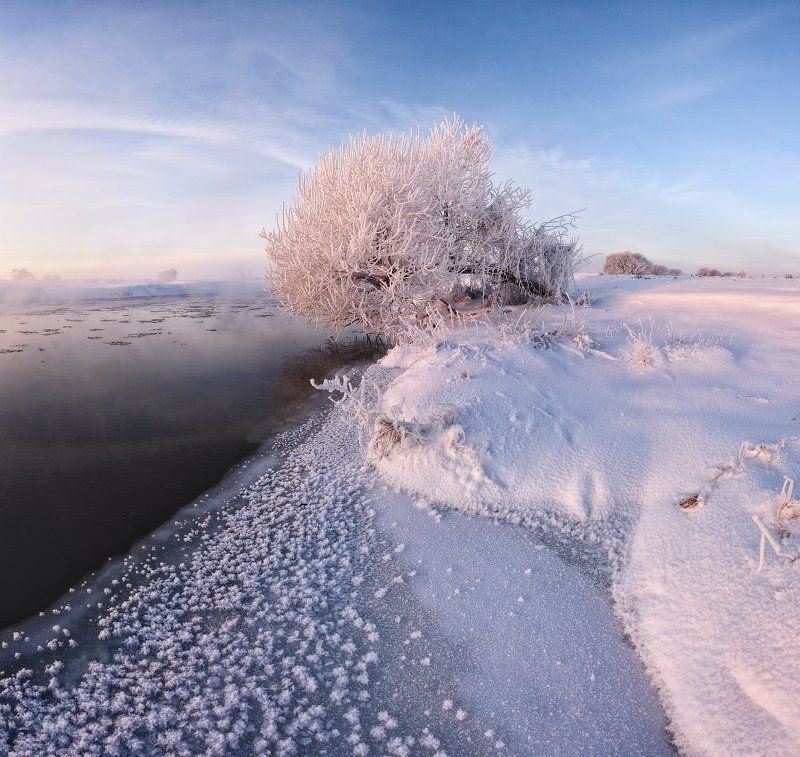 утро, свислочь, зима, иней, лед, беларусь Зимнее утроphoto preview