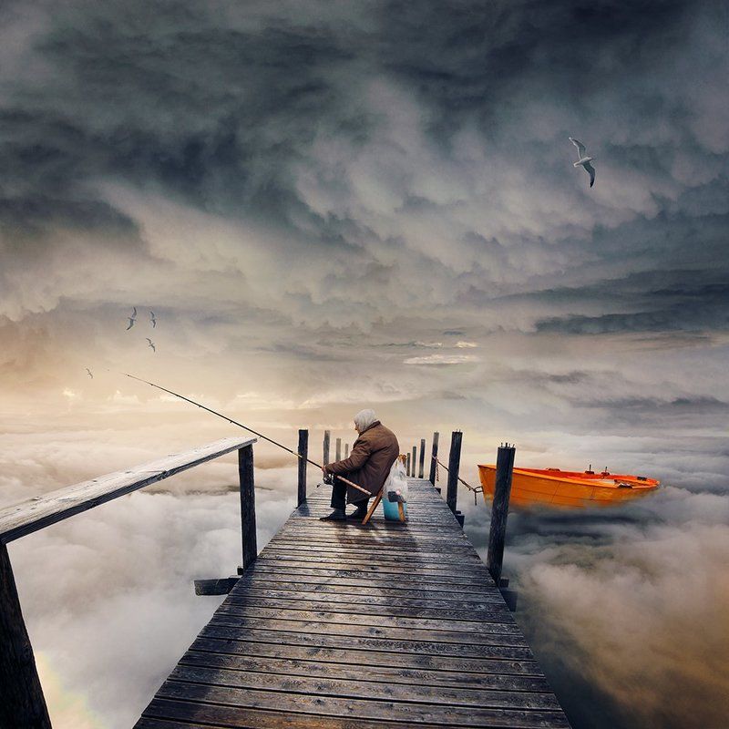bird, bridge, calm, castle, cold, crow, dark, fairy, fly, fog, fruit, girl, gravity, island, lens, long exposure, manipulation, mist, motion, night, ocean, photoshop, psd, reflection, rocks, sky, storm, tower, tree, tutorials, water, wood, boy, flower, fo The dreamy fisherman фото превью
