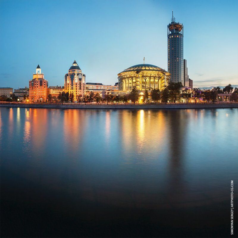 вечер, города, дом, закат, мдм, москва, музыки, огни, река МДМphoto preview