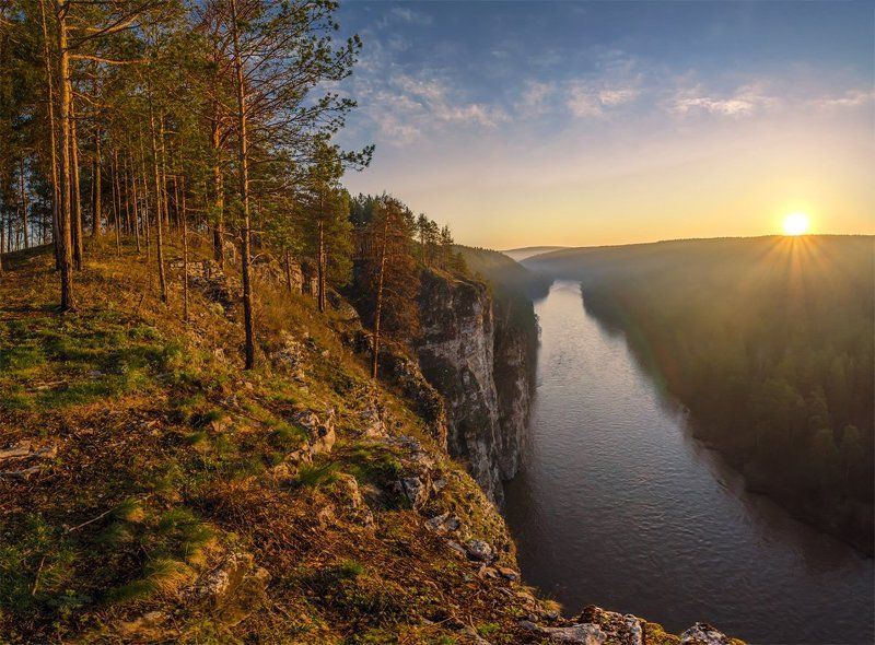 Берег, Восход, Лето, Пейзаж, Природа, Путешествие, Рассвет, Река, Туризм, Южный урал Айphoto preview