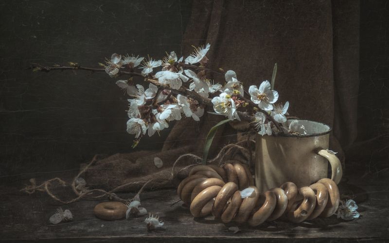 кружка,весна,ветка,цветы,бублики В старой кружке весна !photo preview