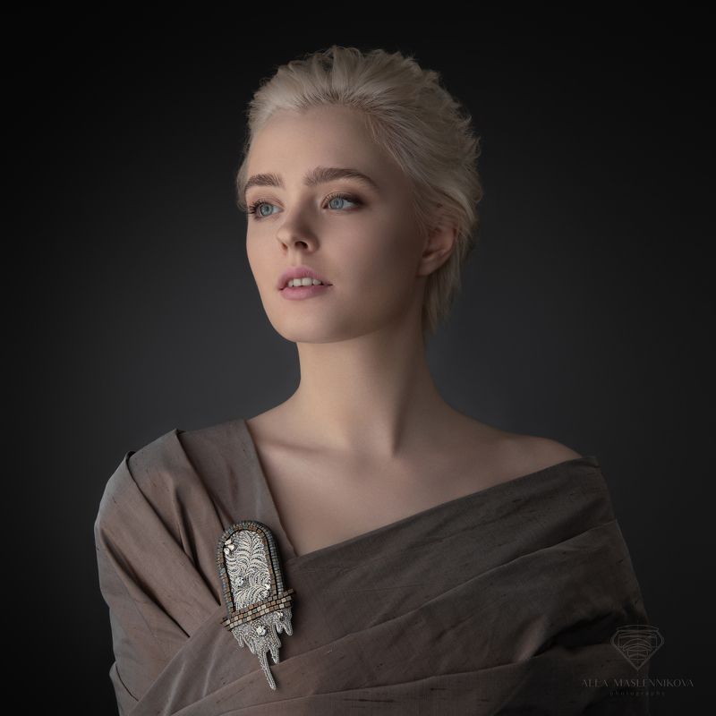 brooch, model, portrait, jewelry, blond  Frozen Windowphoto preview