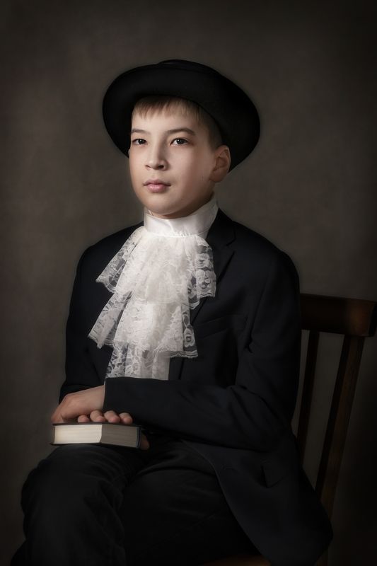 деская фотография,арт портрет,мальчик На урокеphoto preview