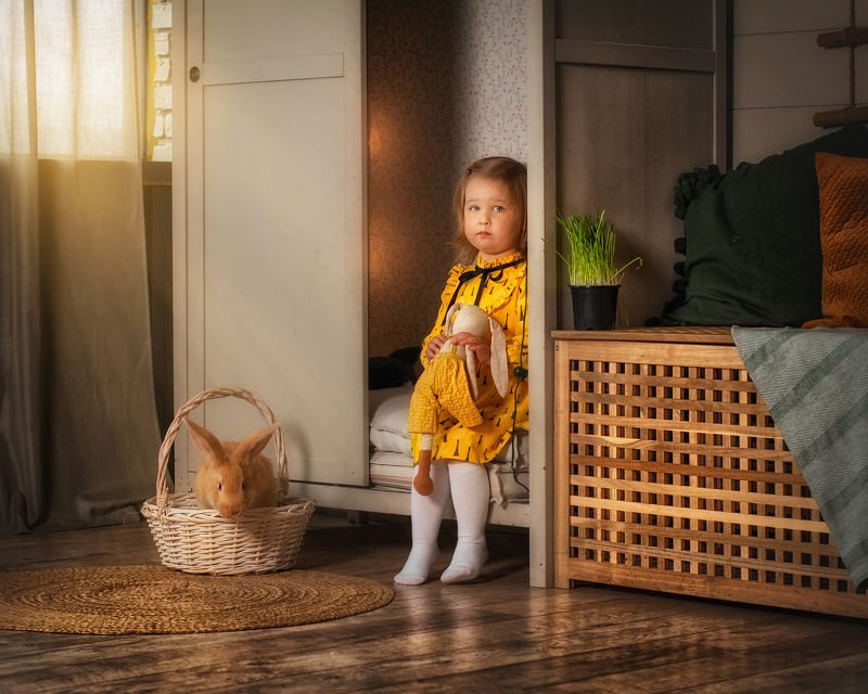 пасха кролик заяц кулич яйца дети ребенок девочка весна Пасхаphoto preview