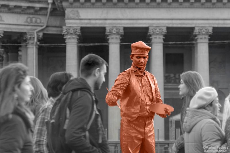 город, санкт-петербург, стрит фото, уличная фотография, репортаж, люди, мим, живая статуя, невский проспект, nikon Разукрась свою жизнь...photo preview